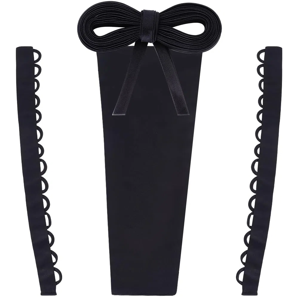 GORGECRAFT 4 pz Kit Corsetto in Raso Pannello di Pizzo in Raso Nero con Cerniera di Ricambio Nastro Regolabile Cravatte Posteriori Corsetti per Abiti da Ballo Abiti Formali Accessori Fai da Te