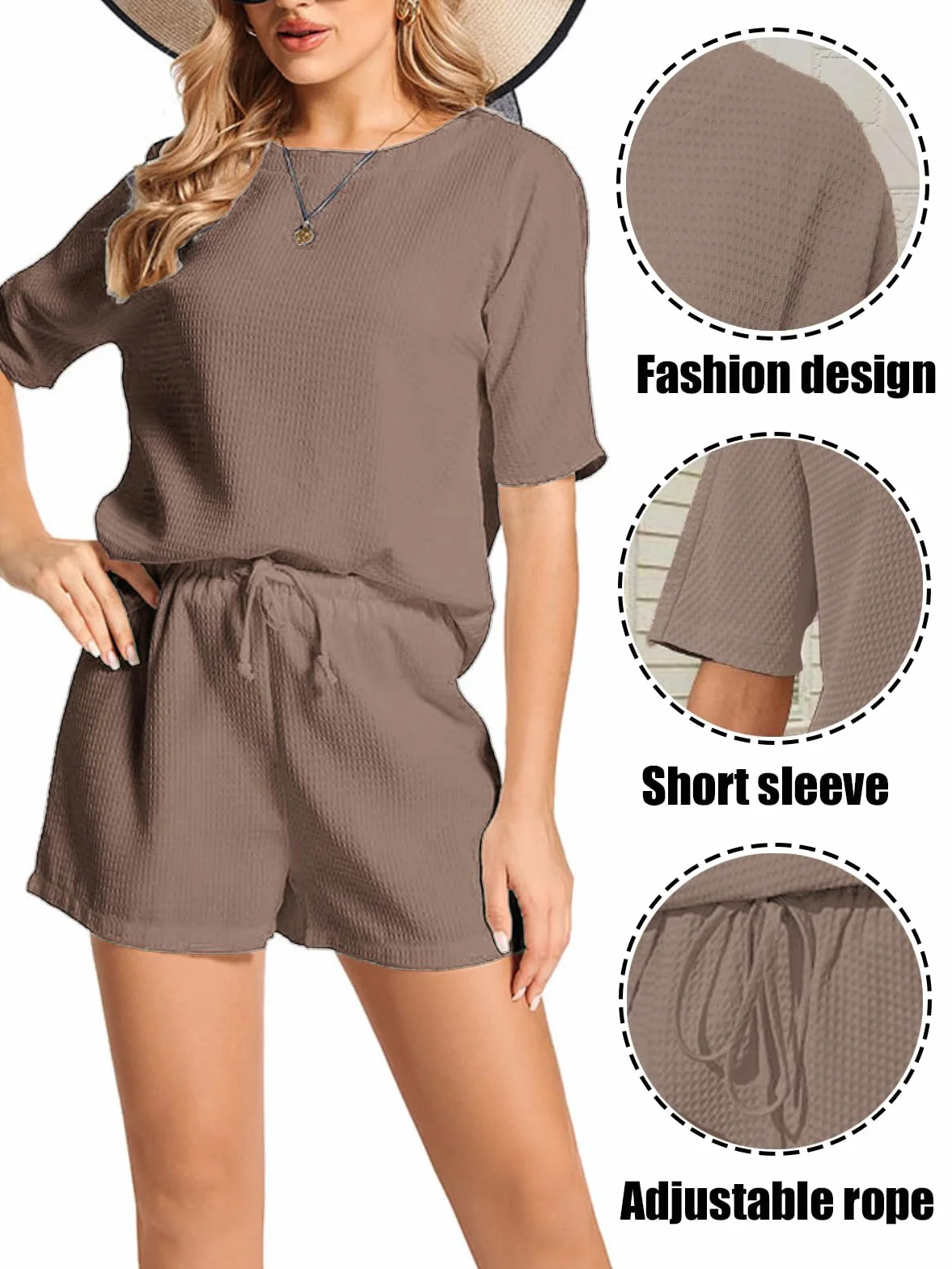 Tuta donna completo Estivo elegante Casual in tinta unita Manica Corta Pantaloncini Casa Set Sportiva Suit