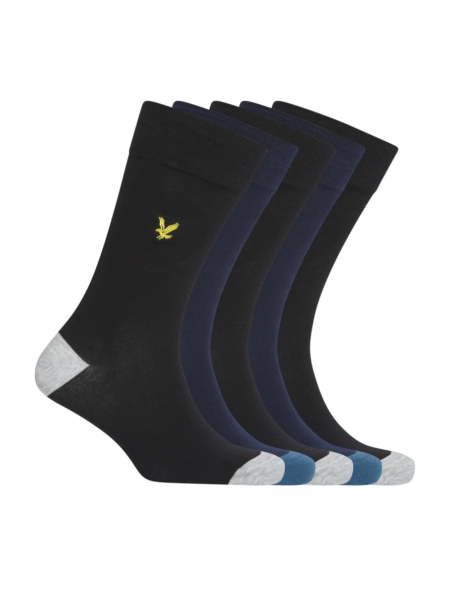 Lyle & Scott Uomo Confezione Da 5 Calzini Graham Premium, Black/Multi