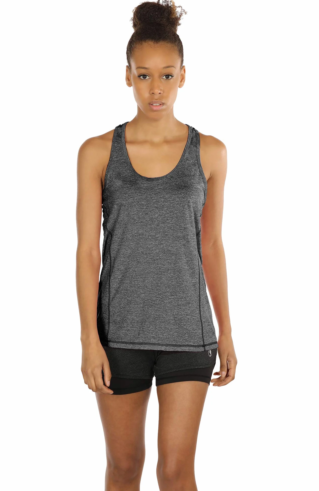 icyzone Donna Canotta Sportiva Running Racerback Top Senza Maniche Fitness Palestra Shirt, Pacco da 3
