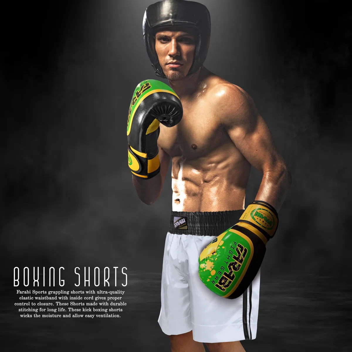 Farabi Sports Pantaloncini da Boxe PRO per Allenamento Boxe Punching Sparring Fitness Gym MMA Muay Thai Pantaloncini Kick Boxing