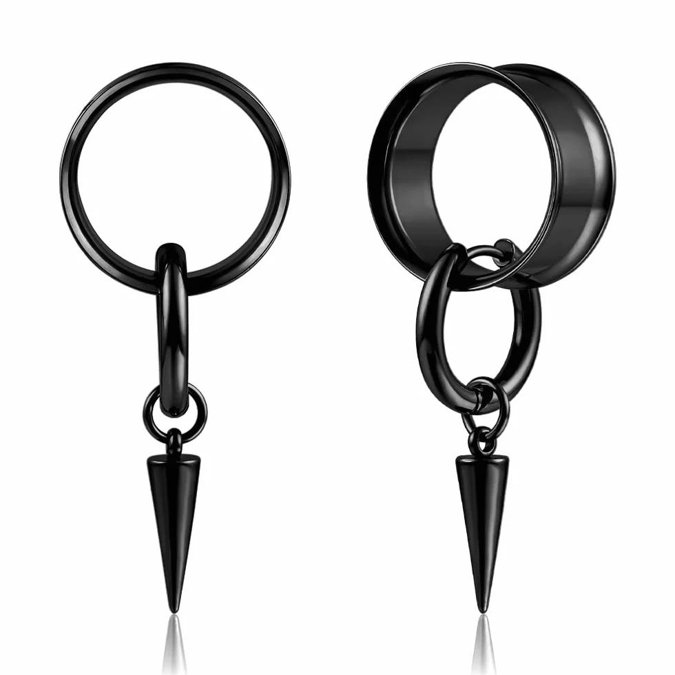 DOEARKO Dilatatori Lobo 1 Paia Dilatatore Piercing Orecchio in Acciaio Inossidabile Nero Cerchio Ear Stretching Piercing Corpo Gioielli per Uomini e Donne 8-22mm
