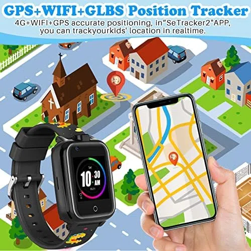 OKYUK 4G smartwatch per bambini, GPS tracker multipli stili desktop tra cui scegliere, chiamate bidirezionali, abilità dell'immagine, SOS, WLAN, touch screen impermeabile per 4-12 ragazzi e ragazze
