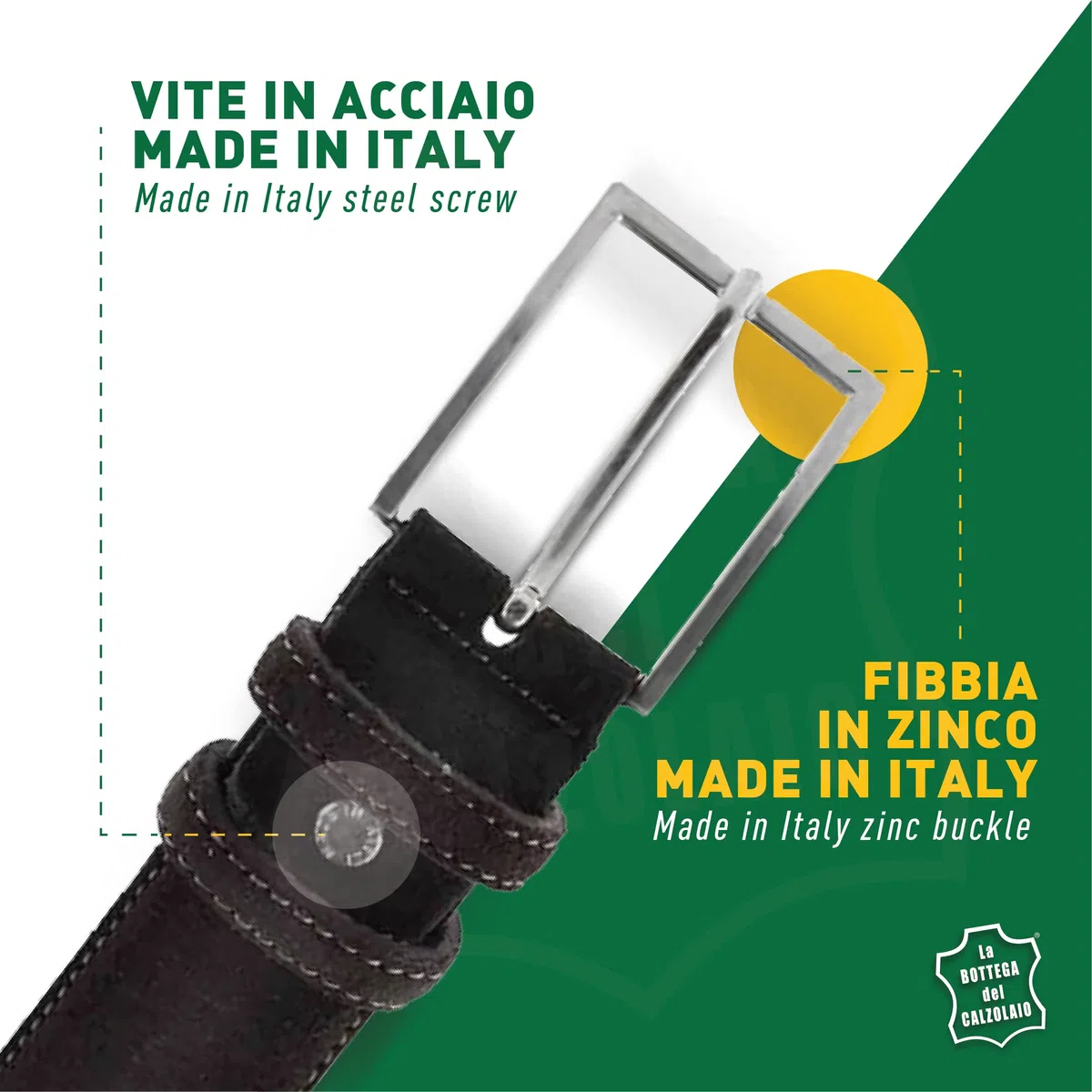 La Bottega del Calzolaio Cintura Uomo in Vera Pelle Scamosciata Made in Italy – Cintura Artigianale Elegante Stile Classico per Abbigliamento Casual o Formale – Accessorio di Alta Qualità