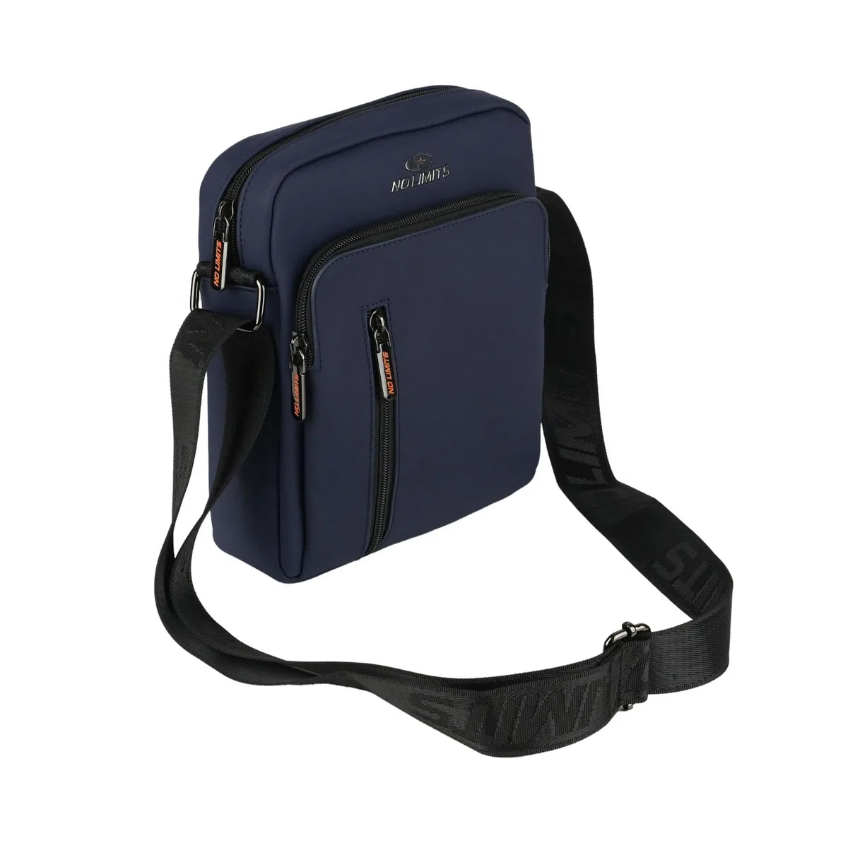 No Limits Borsello Uomo a Tracolla Regolabile, Impermeabile, Effetto Soft-Touch e Fodera Arancione, Multitasche con Zip