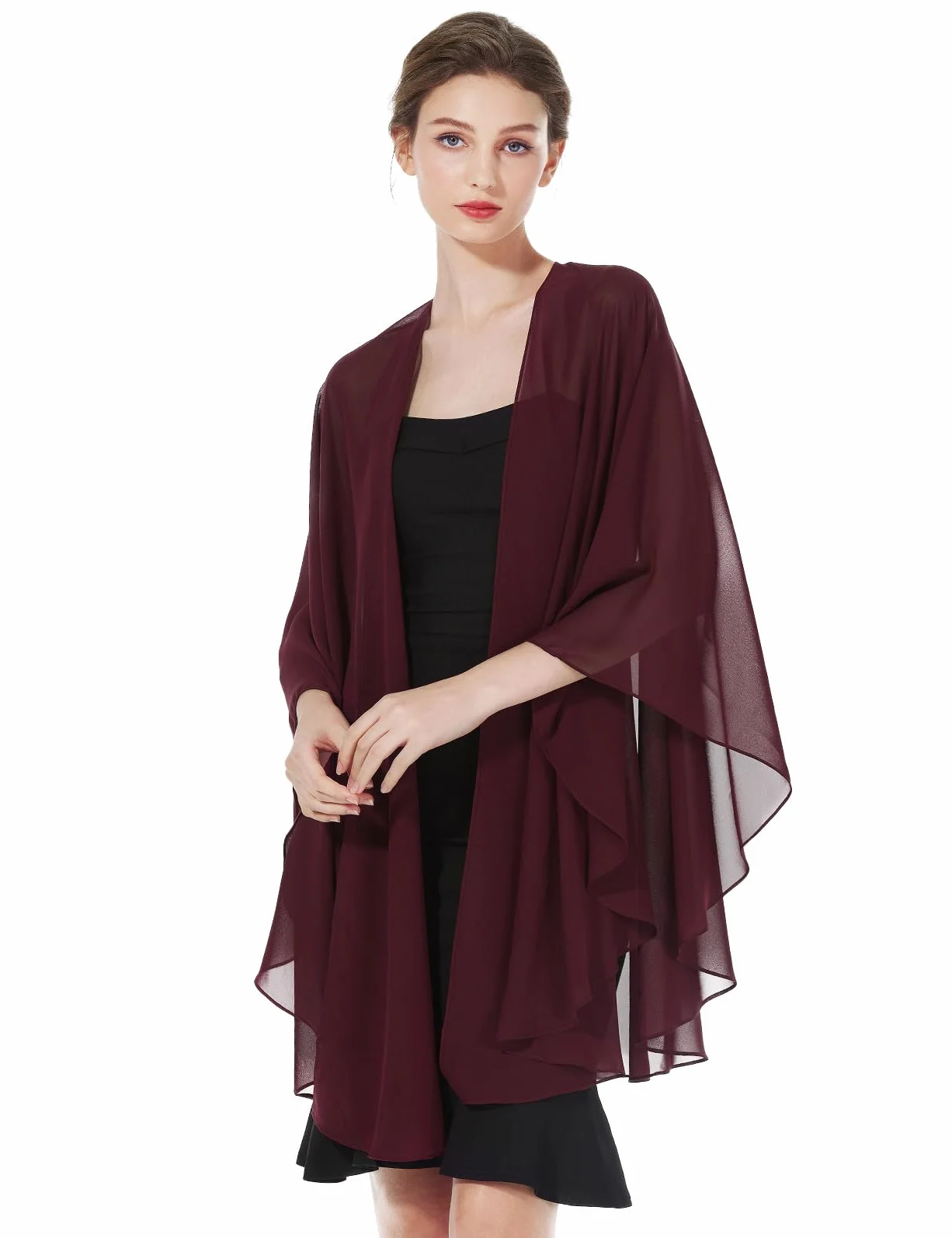 BEAUTELICATE Scialle Donna Elegante per Cerimonia Taglie Forti Chiffon Coprispalle Sheer Stola Donna per Matrimonio Estivo Sposa Abiti