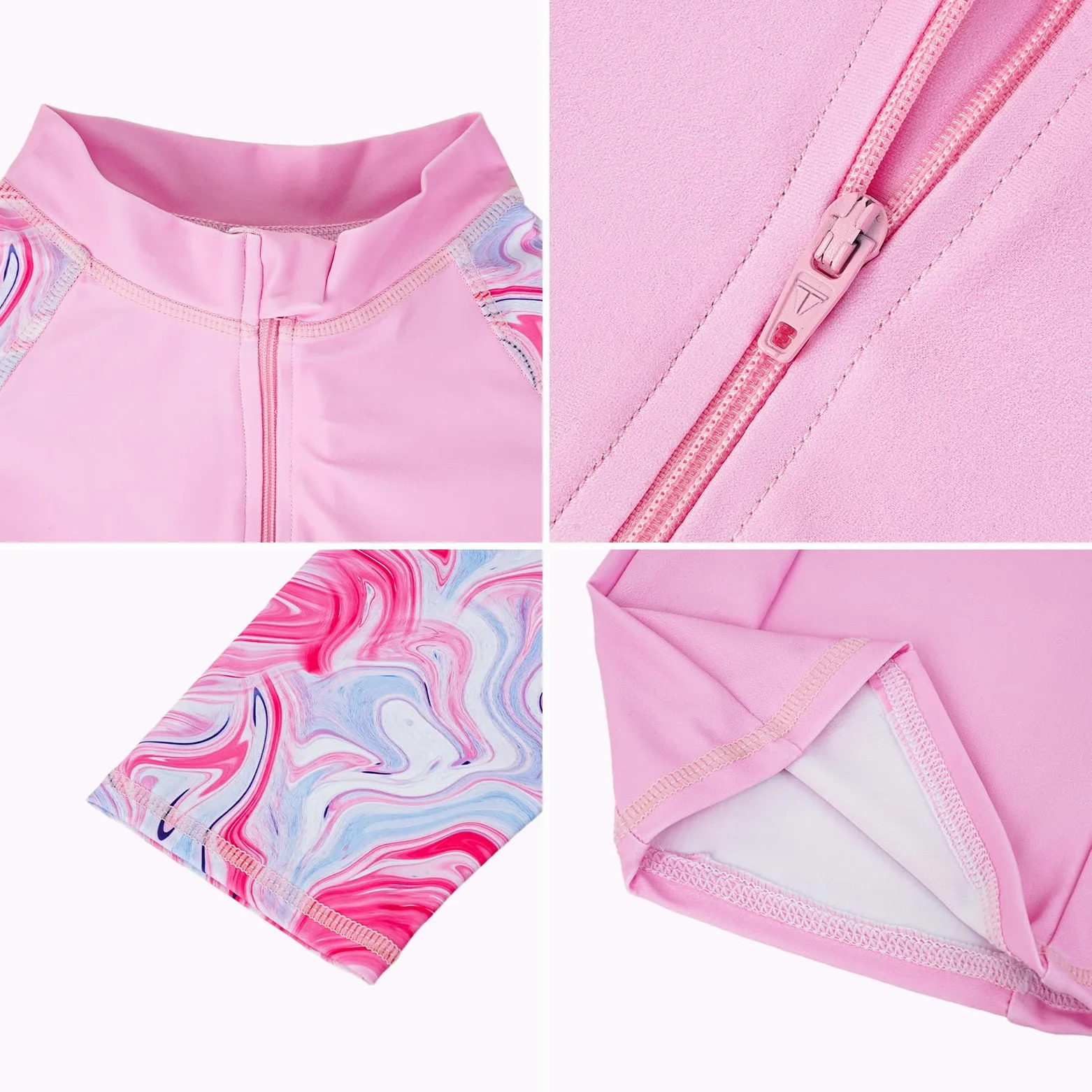 WYTbaby Costume da bagno intero da ragazza, a maniche lunghe, anti-UV, con stampa in tessuto, per bambini, da 4 a 9 anni