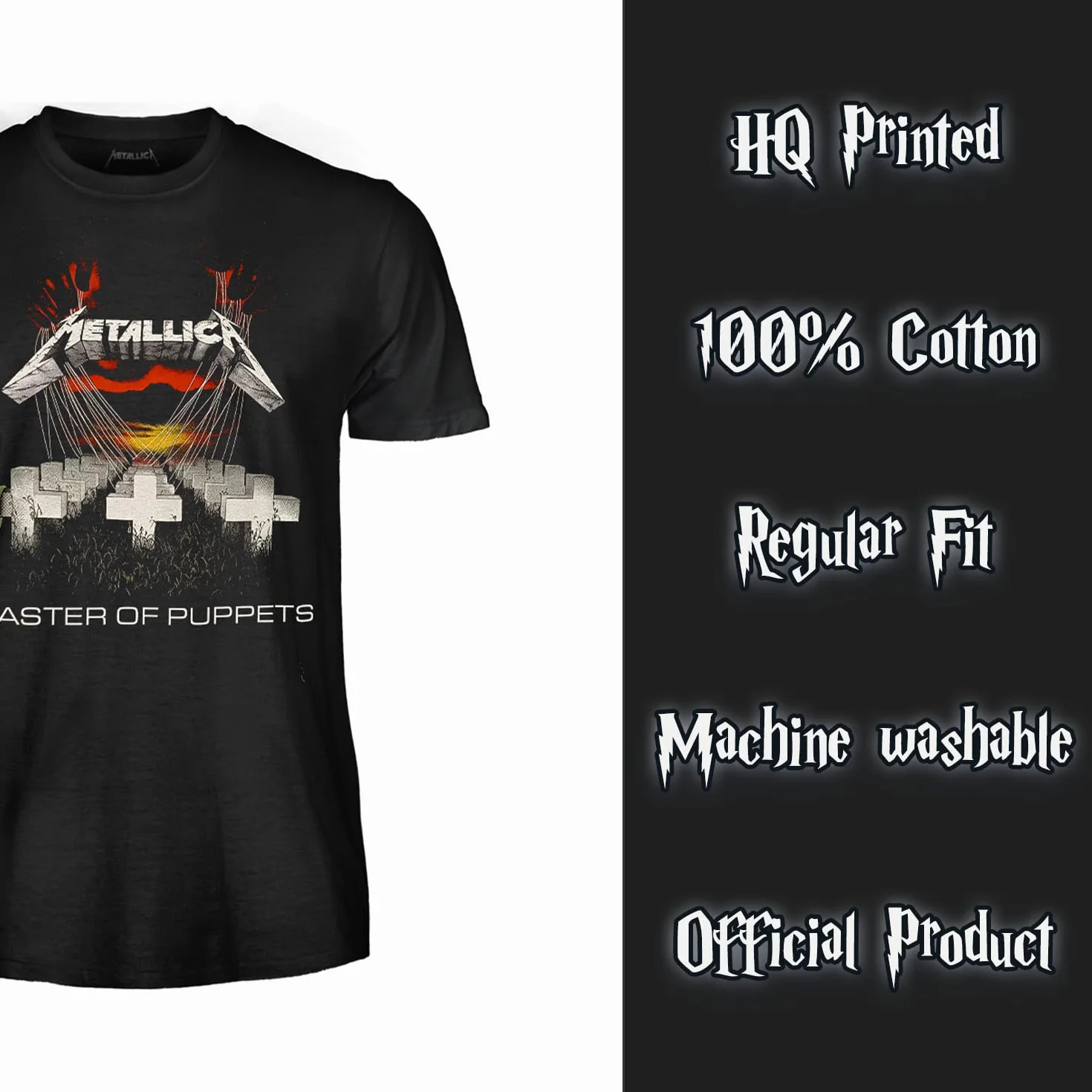 Metallica T-Shirt Master of Puppets. Maglietta Rock Ufficiale. Band Heavy Metal. Maglia Unisex Adulto Ragazzo.