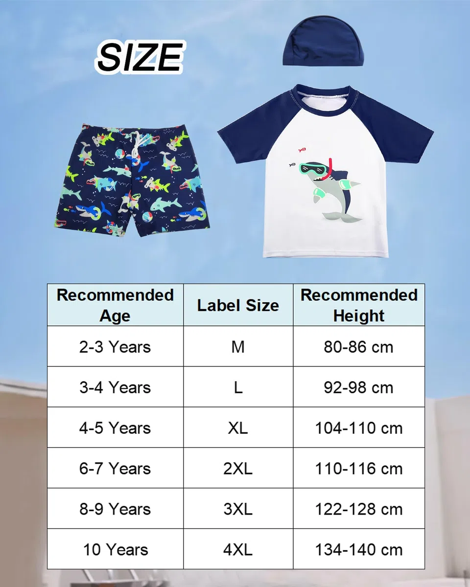 SWAUSWAUK Costume Bagno Bambino 2 ai 10 Anni - Protezione UV Maglietta Nuoto Bambino e Pantaloncini Bagno UPF 50+