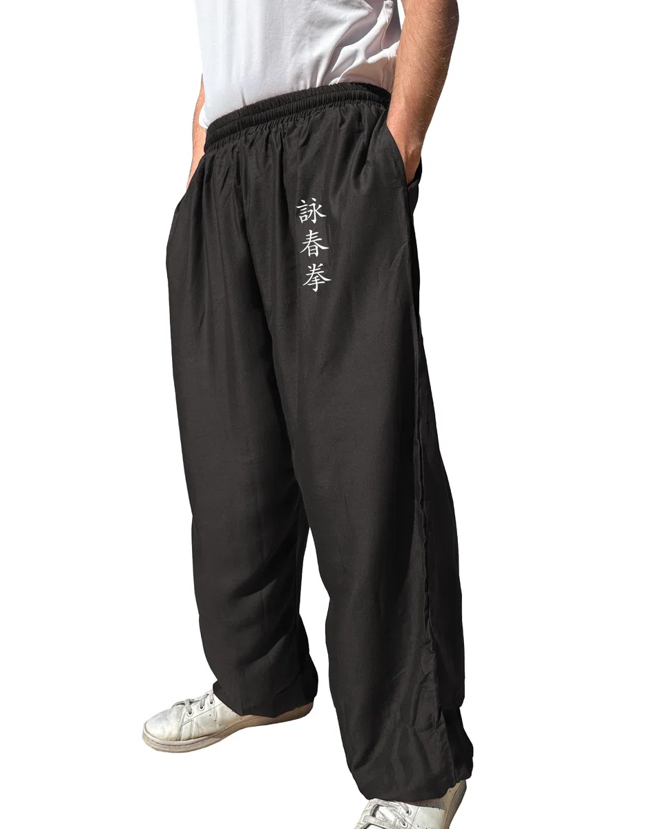 Pantaloni Kung Fu Stile Tai Chi e Wing Chun Pantaloni con Tasche Larghe in Viscosa, V3, XL