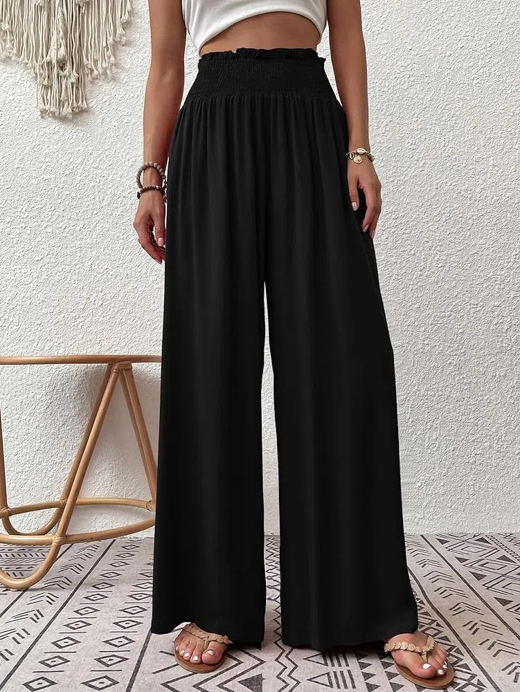 Cicy Bell Pantaloni Del Donna Dritto Locker Elastico Largo Pantaloni Da Gamba Vita Palazzo Pantaloni Con Tasche
