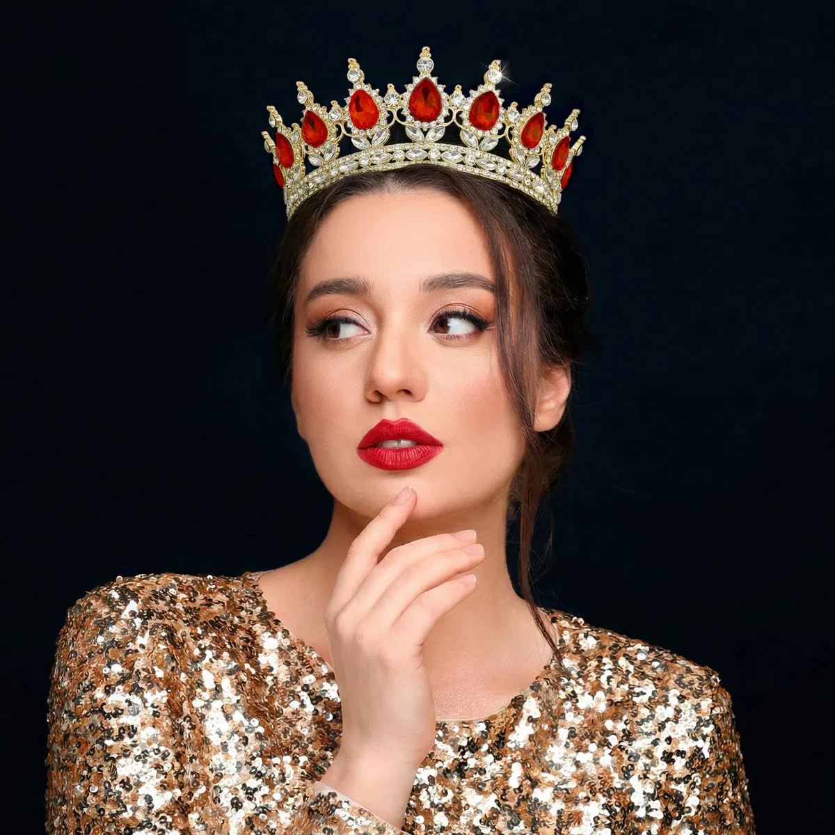 Corona per fascia, corona da regina con strass e cristalli, decorazione per copricapo da donna, matrimonio, ballo di fine anno, festa di compleanno