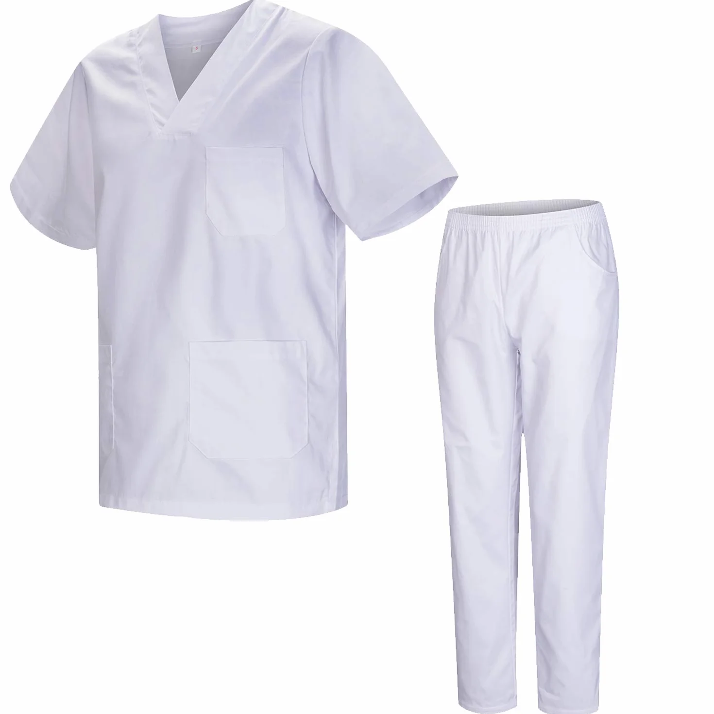 MISEMIYA - Uniformi Unisex Set Camice – Uniforme Medica con Maglia e Pantaloni Uniformi Mediche Camice Uniformi sanitarie 817-8312-BLANCO