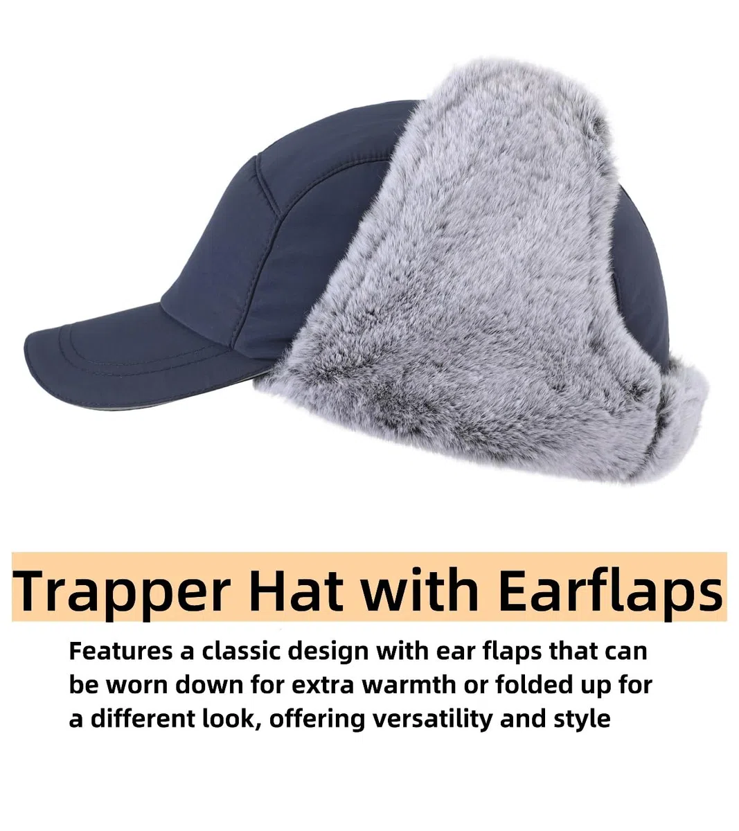 Cappelli invernali da uomo con paraorecchie, idrorepellente, cappello da baseball riflettente