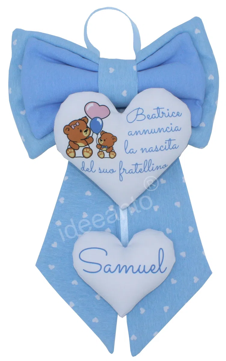 ideeanto Fiocco Nascita bimbo bimba Personalizzato con Nome e Frase, Fatto a Mano in Italia, fiocco nascita rosa fiocco nascita azzurro