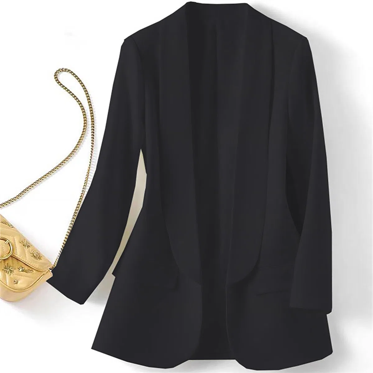 Generico da Donna per Lavoro Casual Aperto Davanti a Maniche Lunghe Cardigan Casual Professionale da Donna Tailleur Elegante Giacca Elegante a Maniche Lunghe Larghe Tinta Unita Giacca Ufficio
