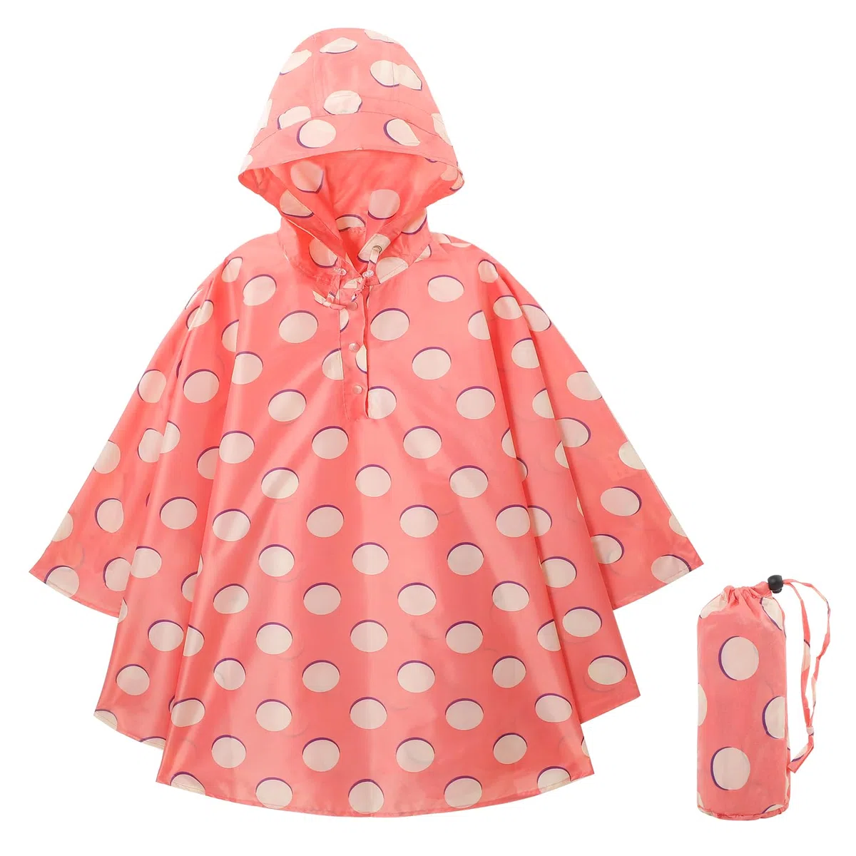KAKU NANU Mantellina Pioggia Bambino Bambina 3-14 Anni con Cappuccio Poncho Antipioggia Tascabile con Custodia Rosso Giallo Blu Rosa