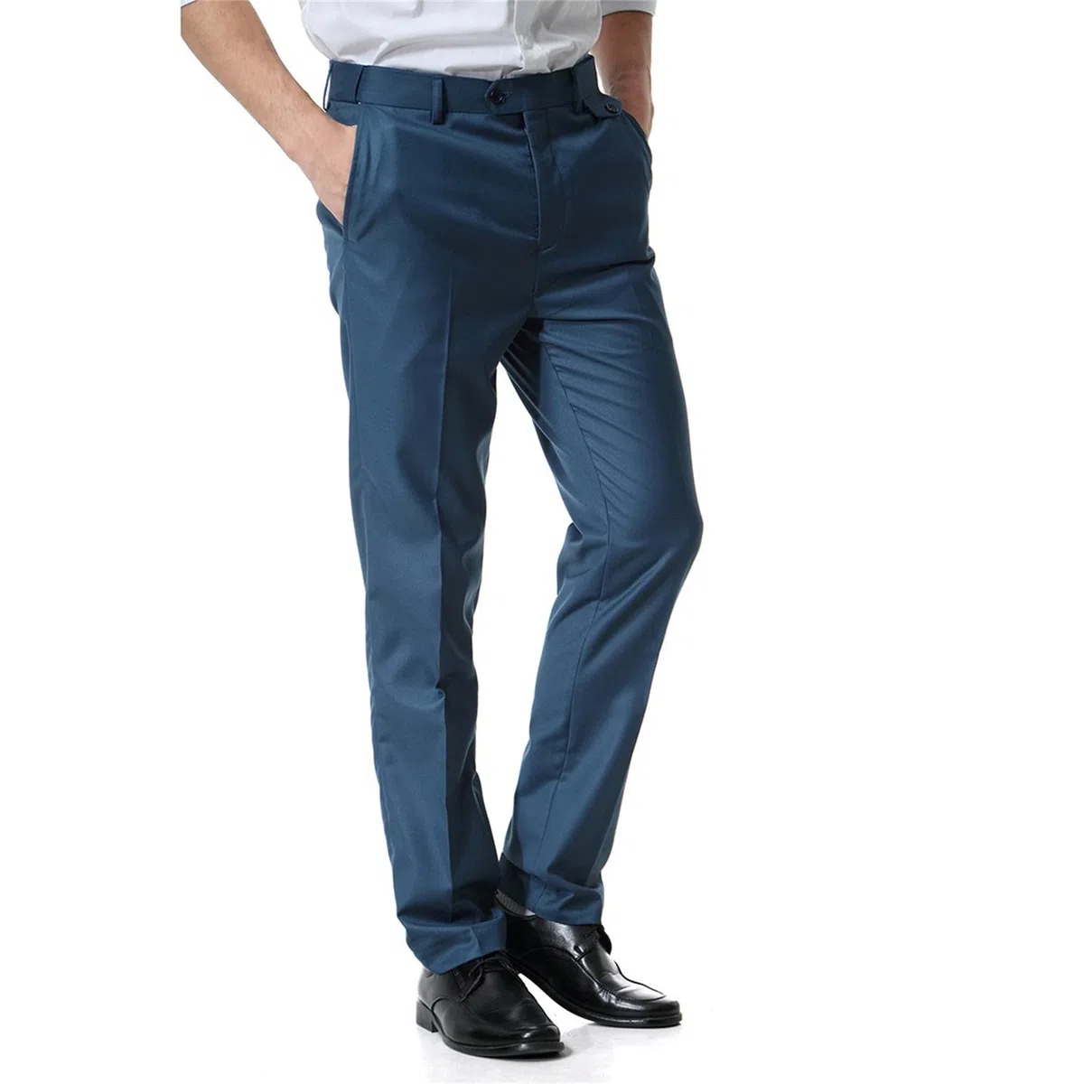Men's Solid Stretch Flat Front Pant Modern Fit Vestito Pantaloni Slim Fit Stretch Vestito Pantaloni