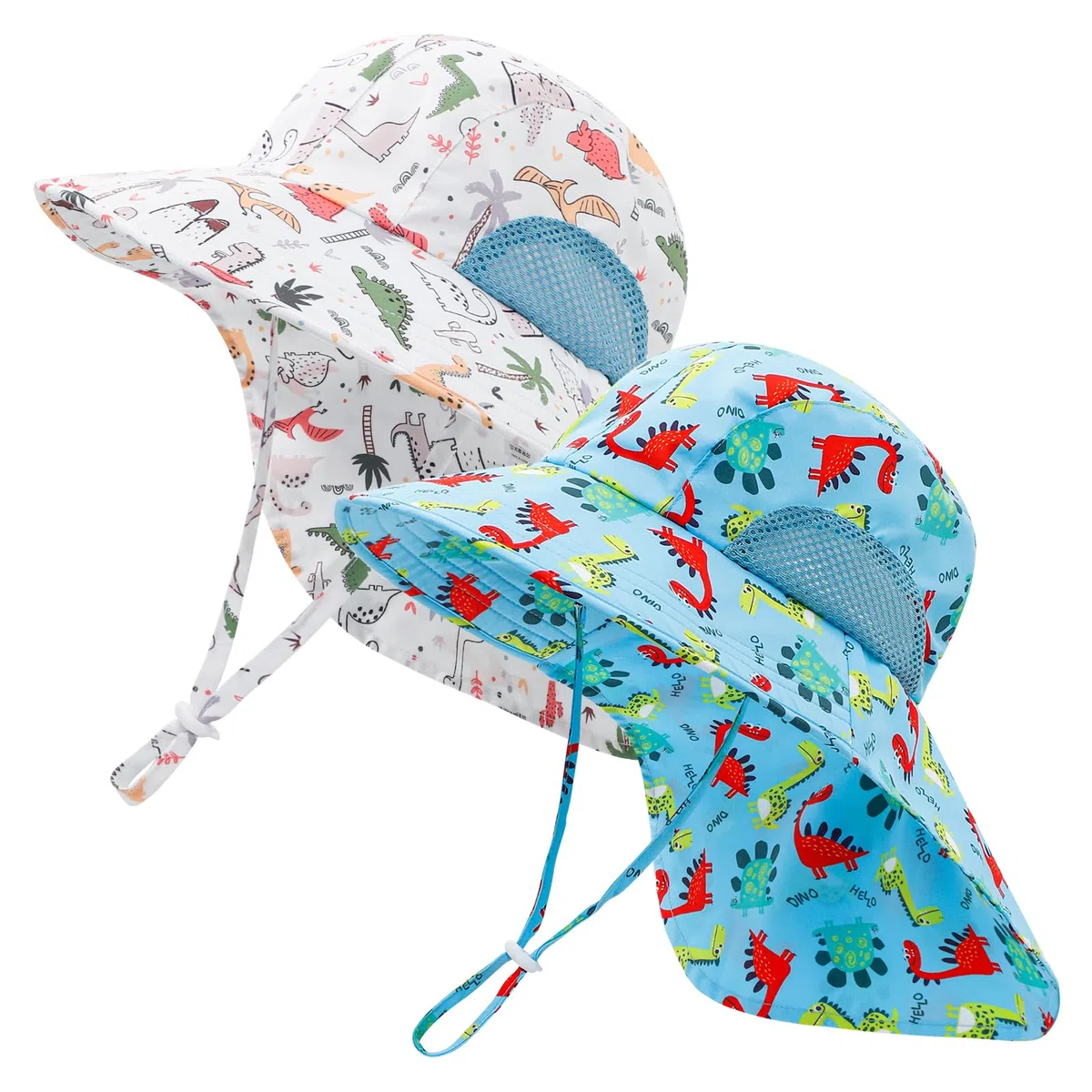 MASOCIO 2 Pezzi Cappello Neonato con Copricollo Cappellino Estivo Sole Bimbo Bambino Cappello Regolabile 6 Mesi-6 Anni