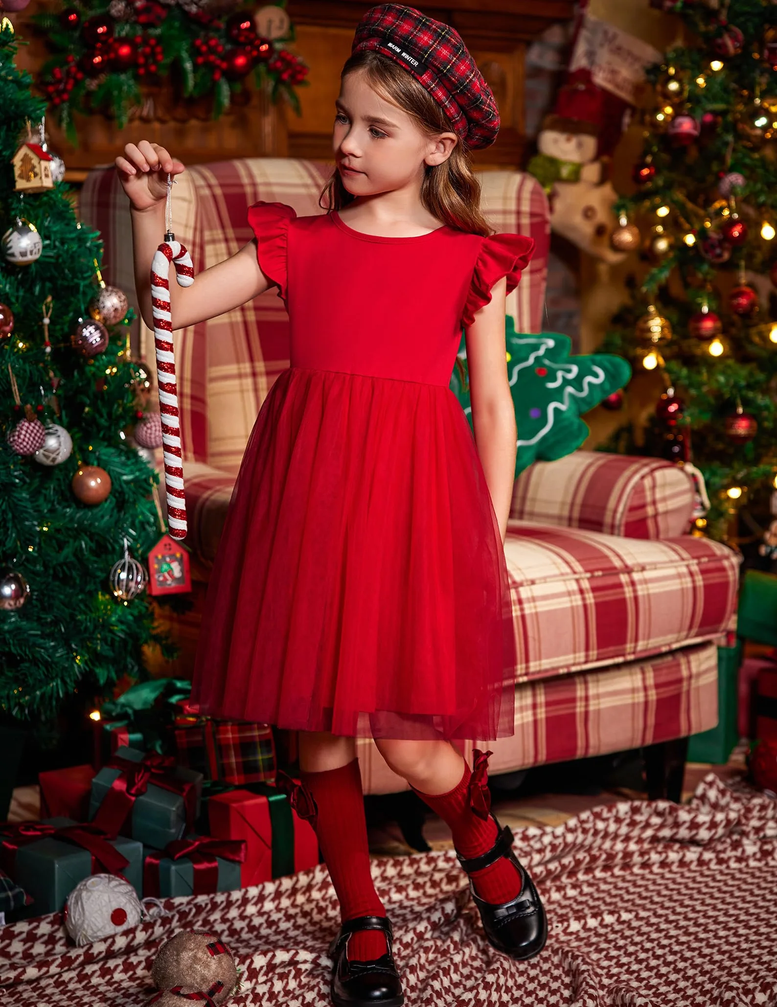Arshiner Abiti da Bambina Abito in Tulle per Bambini Maniche Volanti Abito da Principessa Abito Festivo tutù Abito per Bambini Abito da Festa in Cotone Compleanno Matrimonio Abito Estivo 2-7 Anni