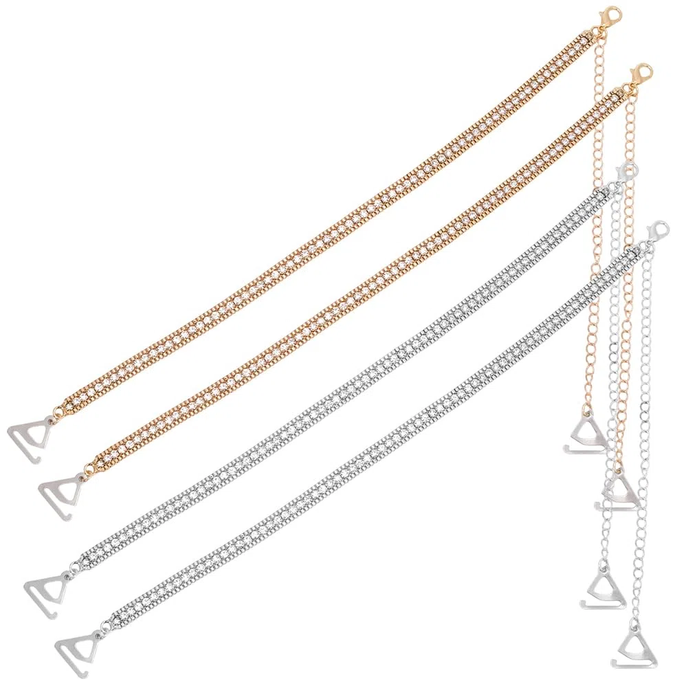 2 paio di Spalline In Strass Color Oro e Argento Regolabili Decorative di Ricambio per Reggiseno Estivo In Cristallo per Biancheria Intima Lingerie Gioielli per Donne Abiti Da Sposa Feste To