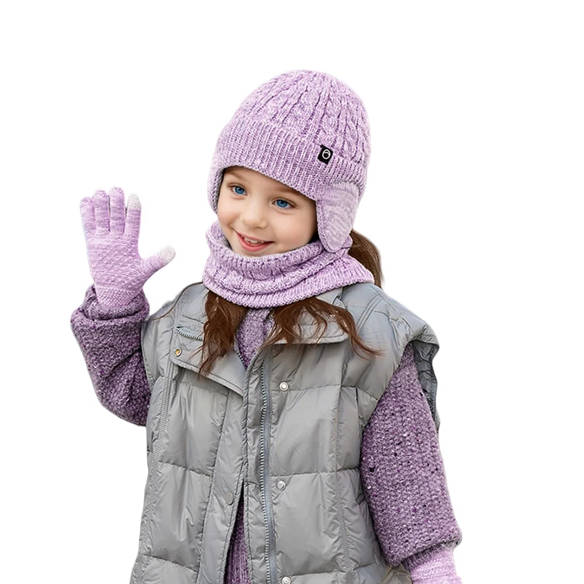 4-10 Anni Set di Cappello Scaldacollo e Guanti per Bambina Fodera in Fleece Berretto con Cuffia Guanti a Schermo Tattile