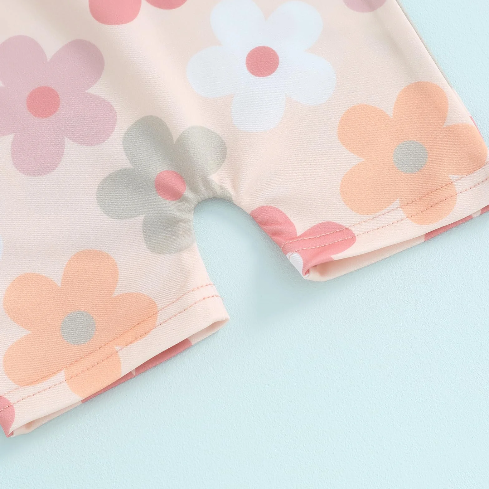 Carolilly Costume da bagno a maniche lunghe per bambini, con cerniera, anti-UV, con cappello (fiori rosa, 3-6 mesi)