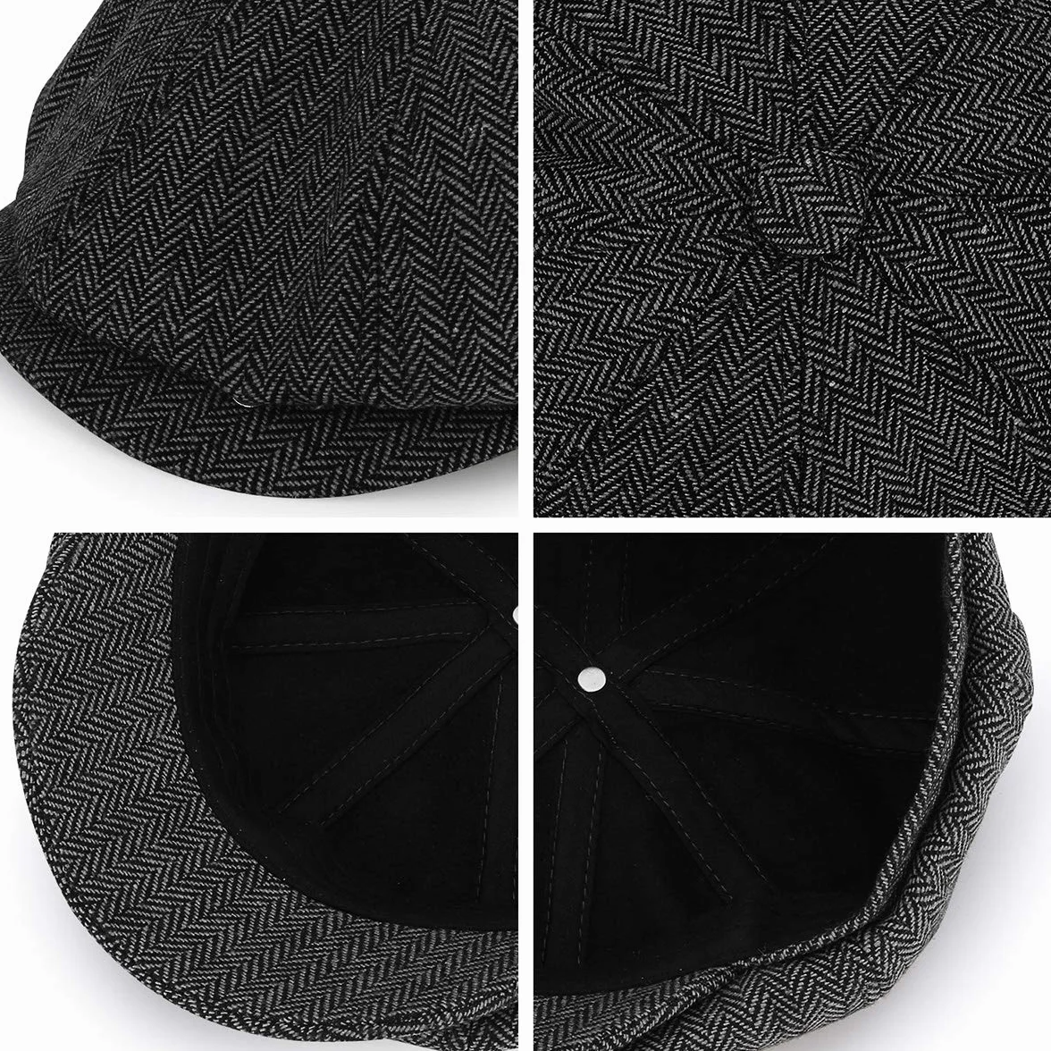 Newsboy cap Coppola Uomo - Berretto a 8 Spicchi Piatto Berretto Lana Uomo 56-62 cm - Peaky Irish Gatsby Wool Felt Ivy cap