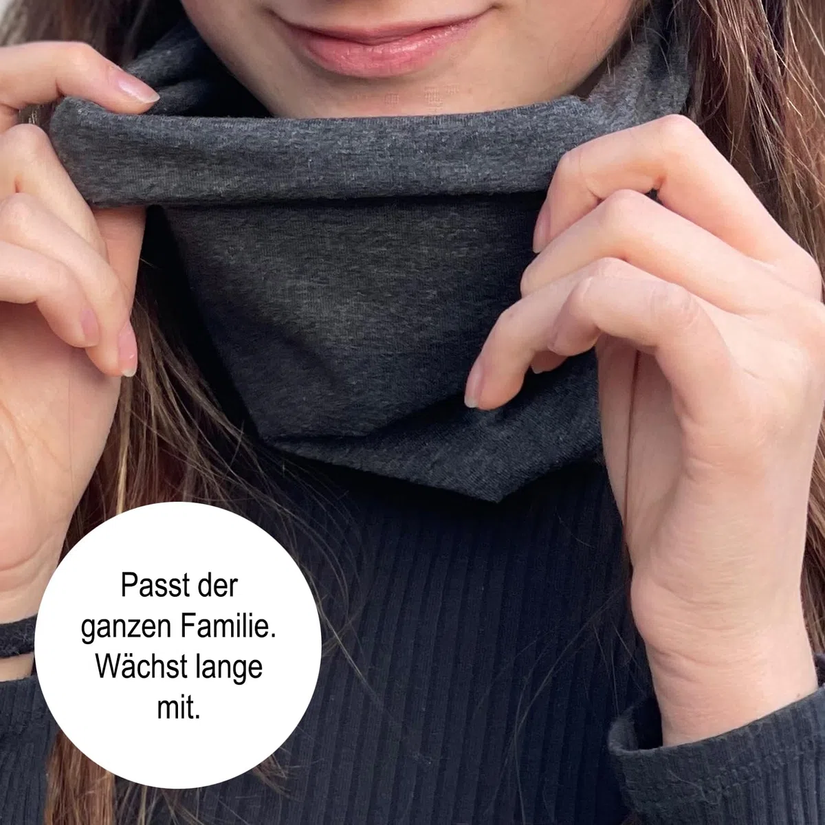 Wollhuhn Bambini Long Loop – Sciarpa tubolare extra lunga in jersey di cotone – Morbido scaldacollo a doppio strato per ragazzi e ragazze – Fatto a mano in Germania