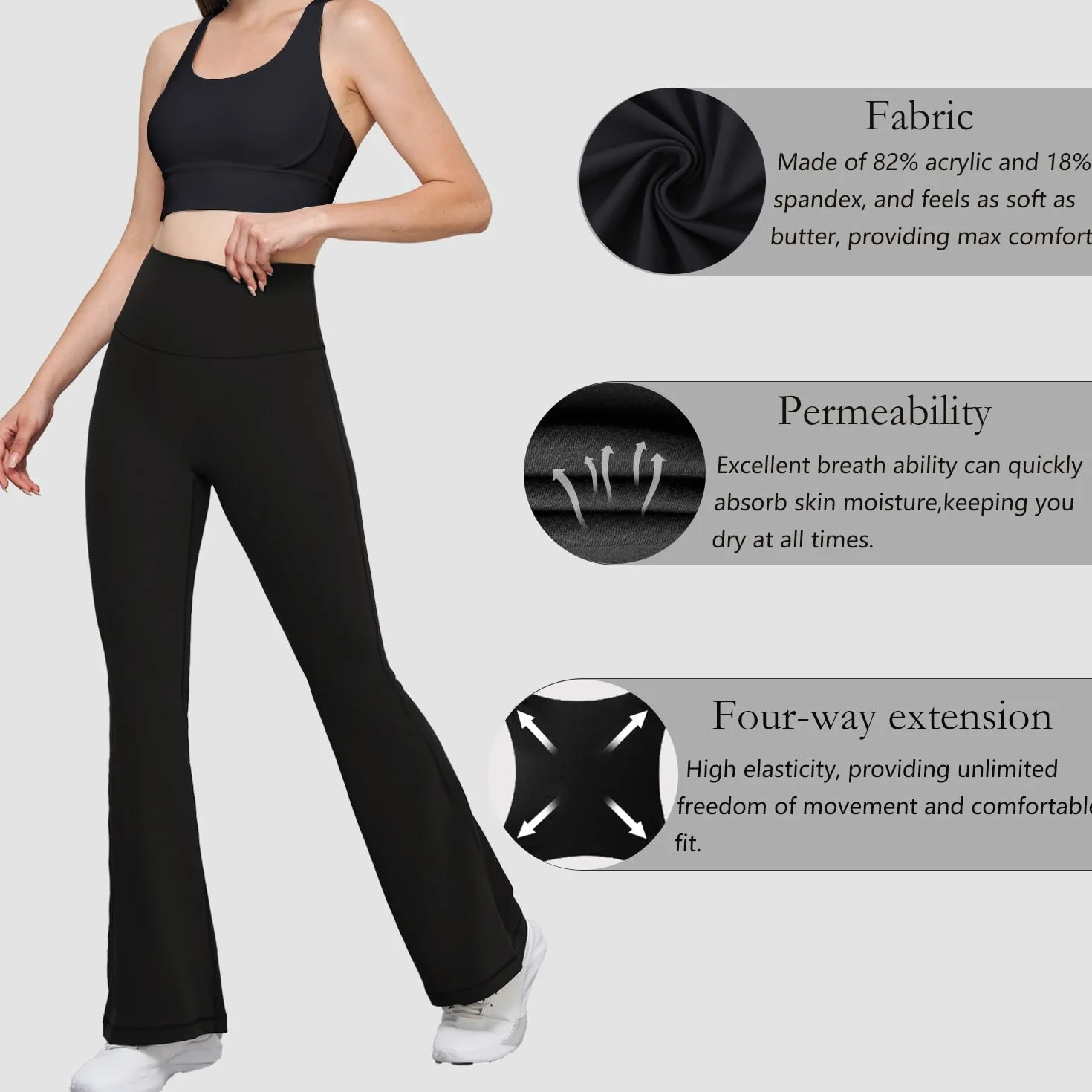 Pantaloni da Yoga Donna a Zampa Vita Alta Controllo della Pancia Pantaloni Elasticizzati Pilates Danza Palestra Leggings Eleganti Sportivi Fitness Casual Allenamento