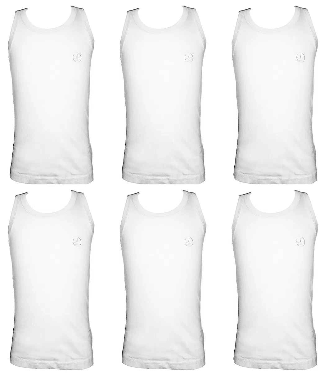Navigare Canotta Spalla Larga Junior – Pack da 6 – Jersey Cotone Elasticizzato Canottiera Bambini e Ragazzi (Pacco da 6)