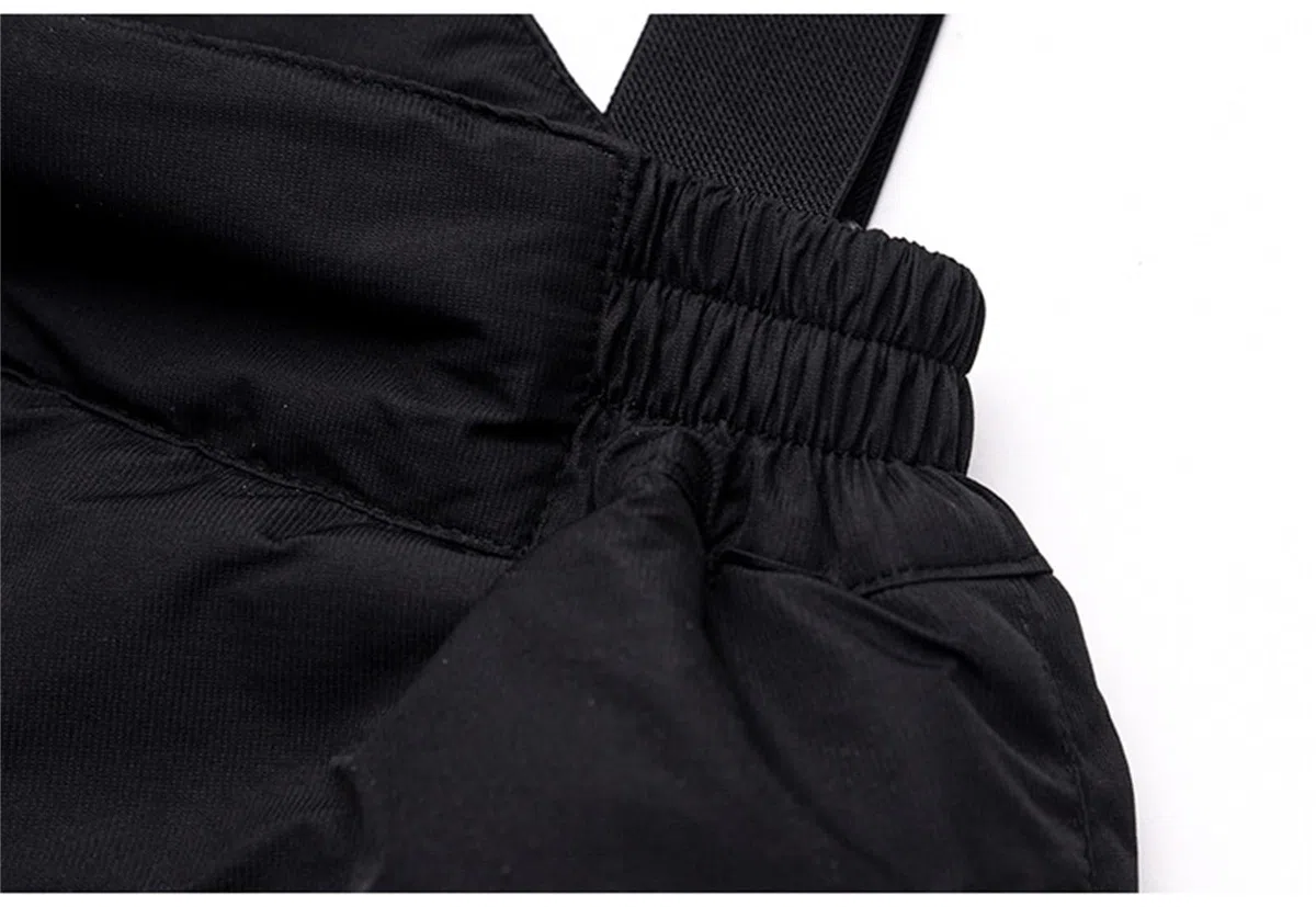 Pantaloni da sci per bambini, da neve, per ragazze e ragazzi, caldi, impermeabili, con chiusura lampo, per snowboard, invernali, con spalline regolabili per sci