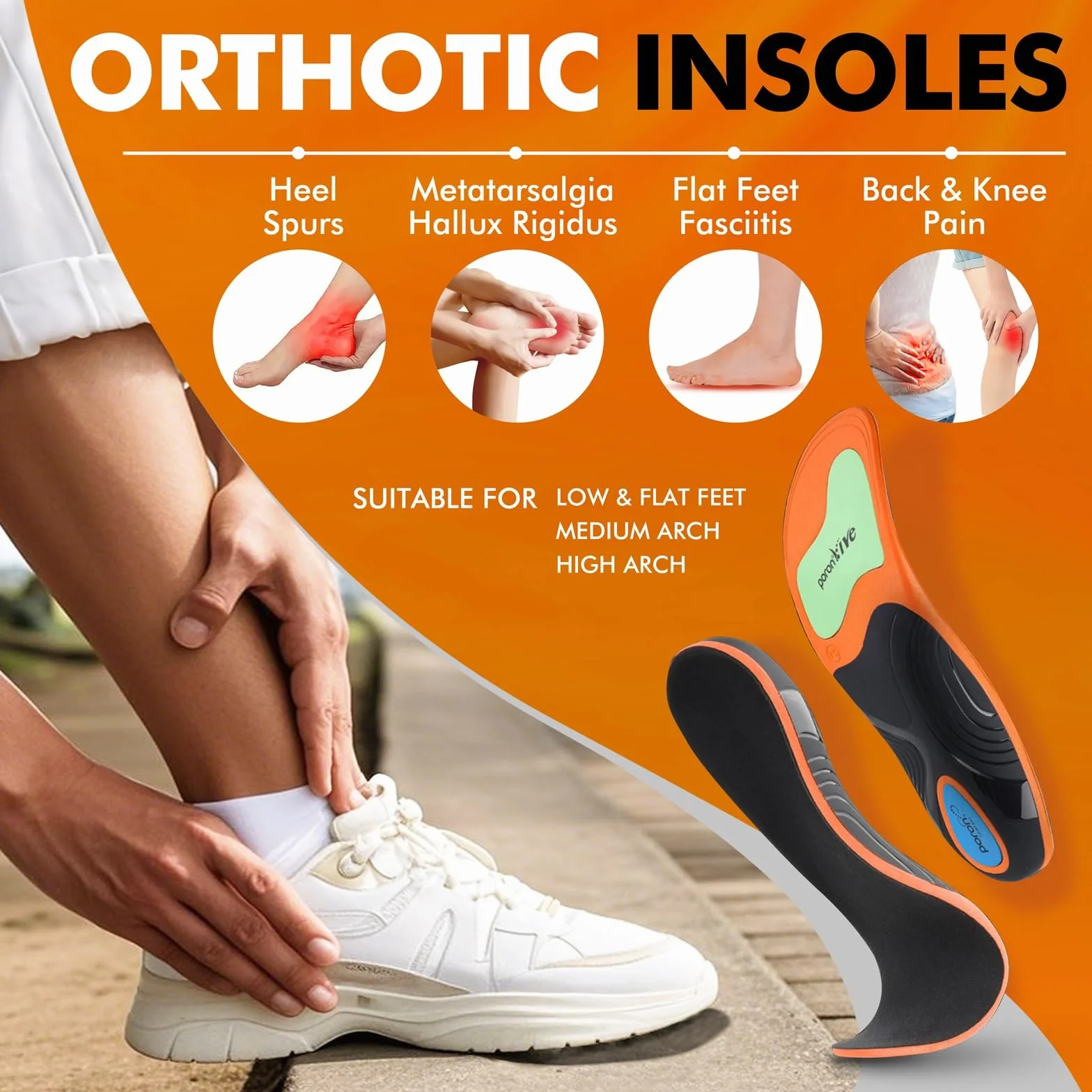 Solette Ortopediche Plantare, Solette Scarpe Antinfortunistiche, Plantari Ortopedici, Plantari Fascite Plantare con Supporto Dell'arco, per Dolore al Tallone, Piede Cavo, Uomini E Donne