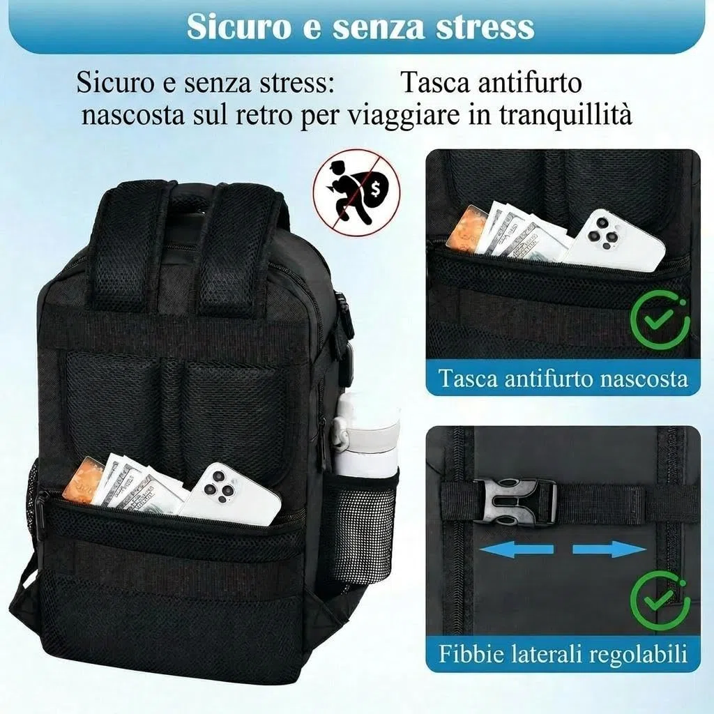 Zaino per Ryanair 40x30x20, Bagaglio a Mano 40x30x20 Ryanair Zaino da Viaggio Aereo Piccolo Borsa da Cabina per Voli Donna Uomo,per Scuola Trekking Lavoro（Schwarz）