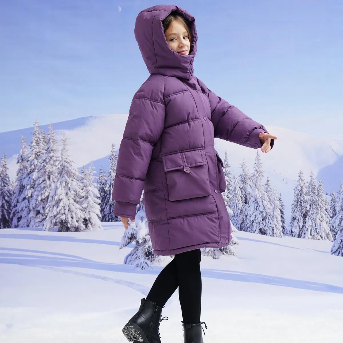 Piumino lungo al ginocchio con cappuccio con cerniera leggera tinta unita cappotto imbottito per bambini inverno caldo zip up antivento parka capispalla all'aperto antivento giacche da neve
