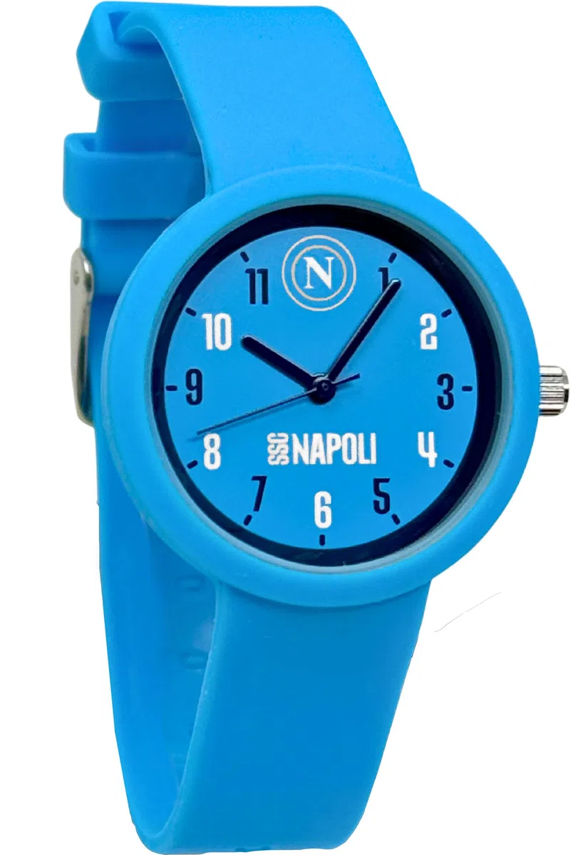 Clondo Orologio Da Polso Analogico Bambini, Idea Regalo 6-12 Anni Per Napoli Fan, Cassa 33mm e Cinturino Silicone, Scatola Ufficiale