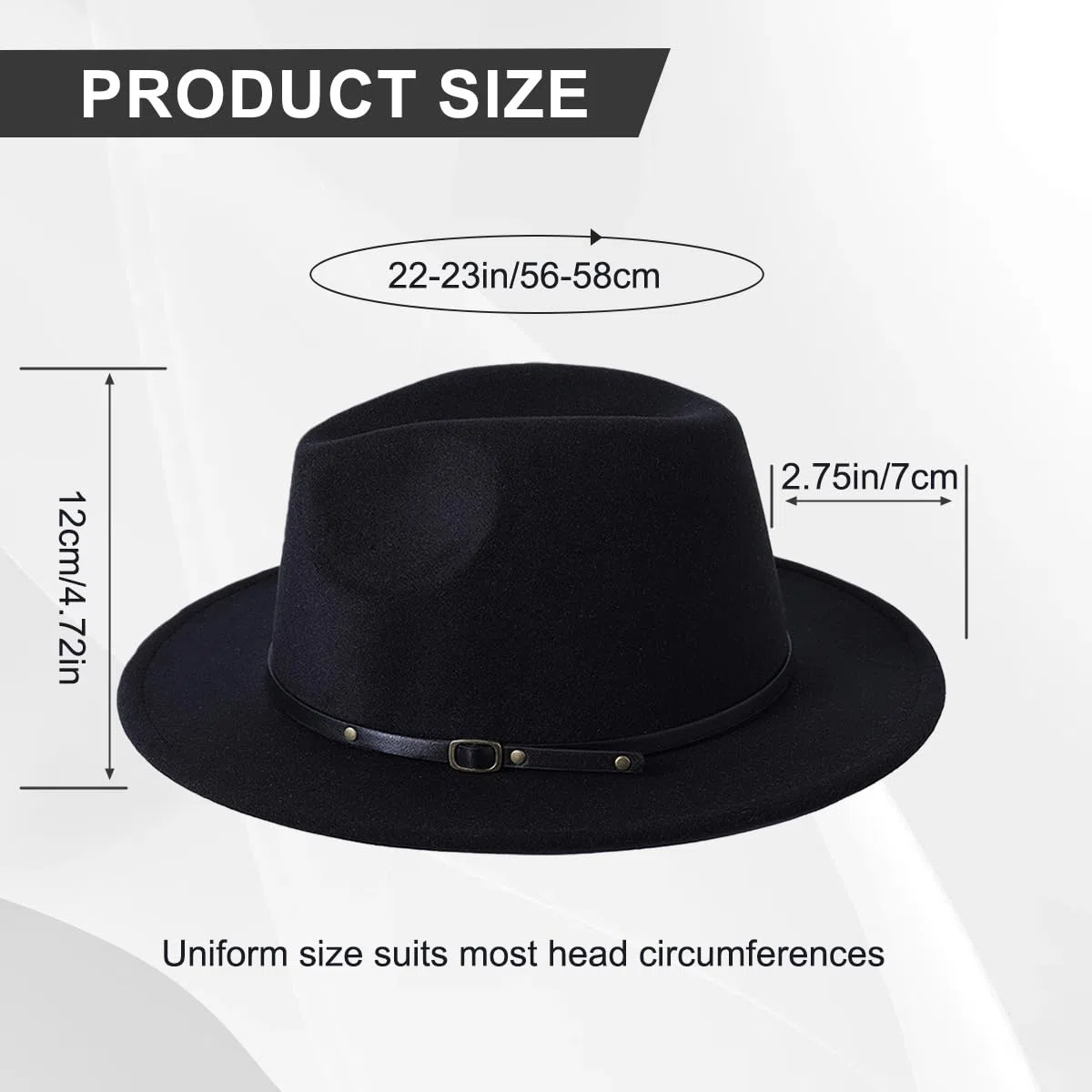 ericotry Cappello Fedora Classico Unisex in Misto Lana con Fibbia per Cintura, Cappello a Tesa Larga, Cappello da Derby per Chiesa, Jazz, Trilby, Berretti per Uomini e Donne, Feste di Nozze, Talent
