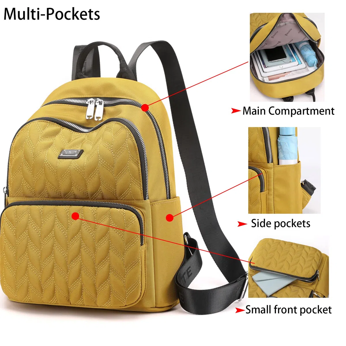 Zainetto Donna, Borsa Zaino Donna Antifurto Piccolo Borse Zaini Nylon Daypack Backpack Ragazza impermeabili per Scuola Viaggio Lavoro Uscire