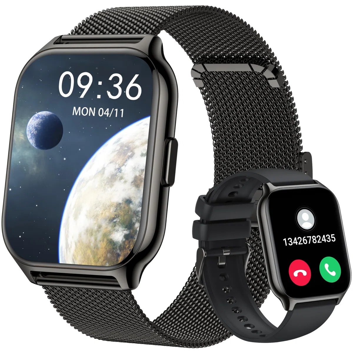 Smartwatch Uomo Donna,2.01" Fitness Orologio Effettua/Rispondi alle Chiamate,Monitoraggio SpO2/Sonno/Frequenza Cardiaca 100+ modalità Sportive Pedometro