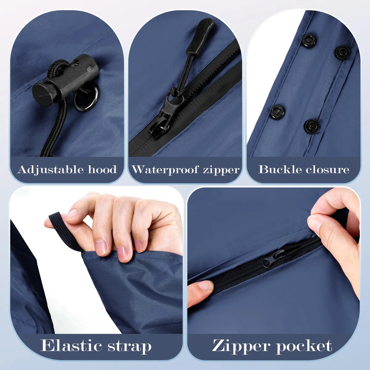 Poncho Antipioggia, Giacca Antipioggia Unisex da Donna, Impermeabile con Cappuccio con Cerniera Poncho Antipioggia Riutilizzabile per Escursioni Campeggio Ciclismo Attività All'aperto