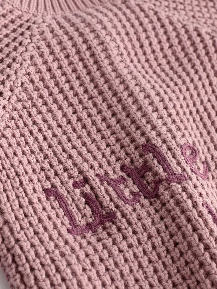 NEXT Bambina Cardigan in Maglia per Bebè con Scritta Ricamata sul Retro