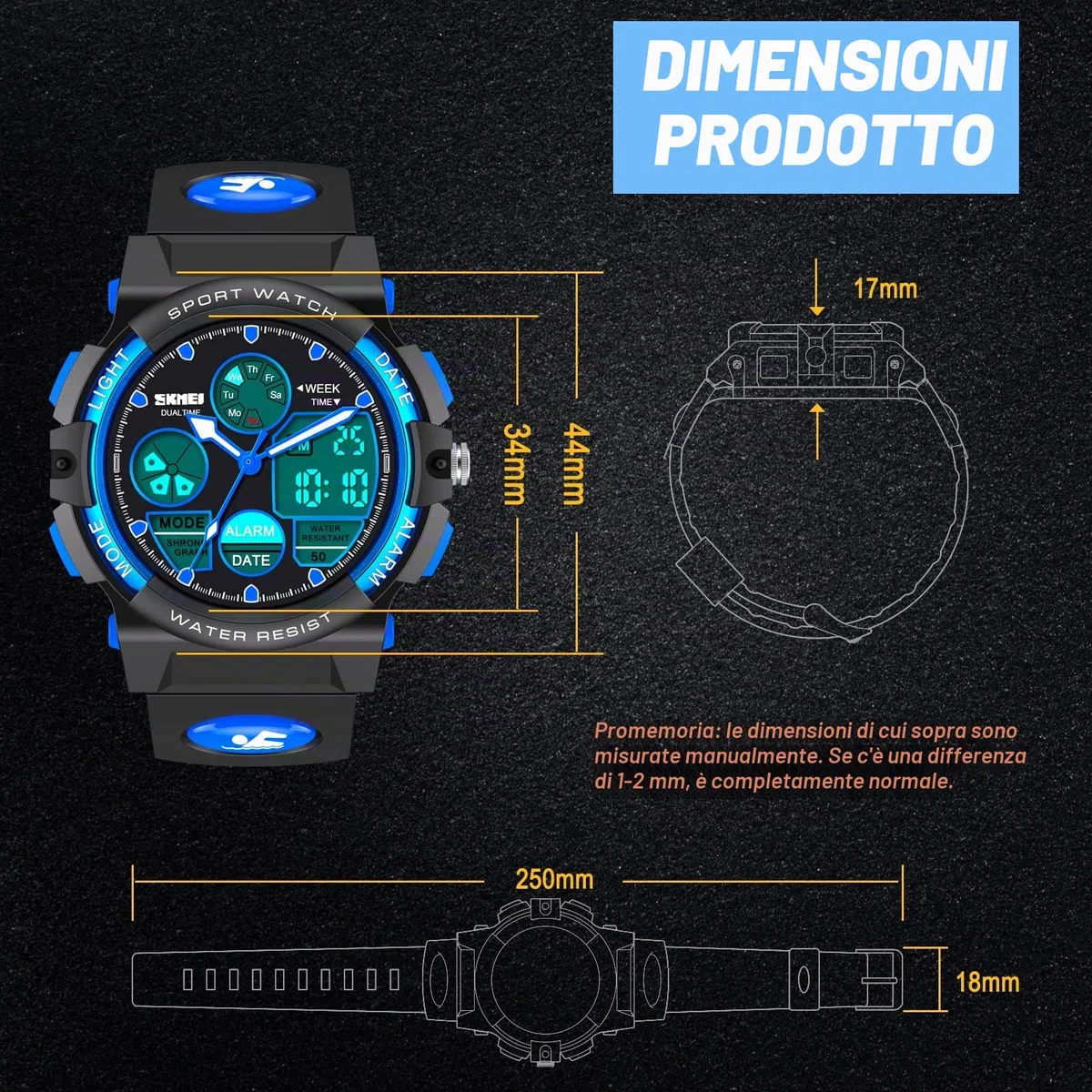 Dislocati Orologio Digitale Bambino, Orologio Sportivo Multifunzionale Impermeabile, Regali per Bambini e Ragazzi
