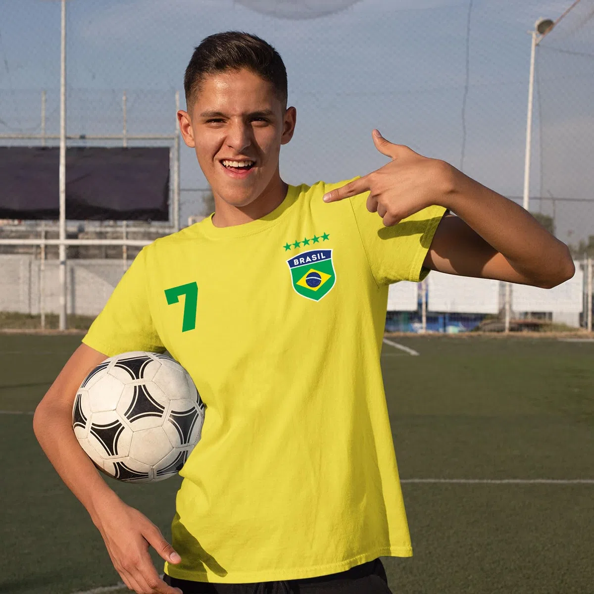Maglietta da Calcio per Bambini | Maglia Personalizzata con Il Tuo Nome e Numero | T-Shirt per Ragazzi Brasile Calcio 2026