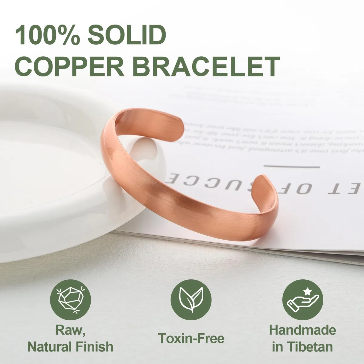 BioMag Pure Copper Bracelet for Men and Women – 100% Solid, Raw and Uncoated Handmade Vintage Cuff Bangle