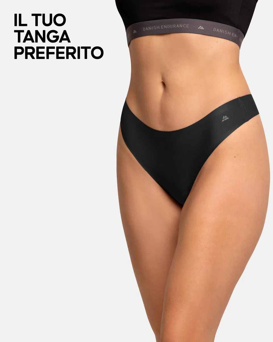 DANISH ENDURANCE 3 Paia Tanga Donna in Microfibra, Perizoma Invisibile Sportivo, Slip Taglio Laser
