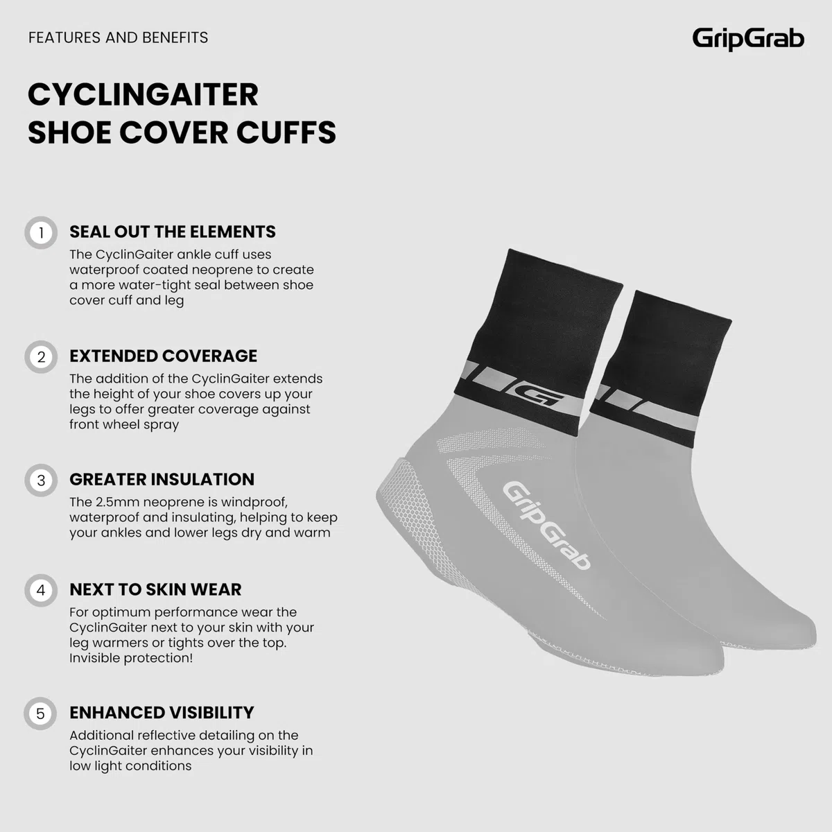 GripGrab CyclinGaiter Hi-Vis Guarnizione Copriscarpe Ciclismo Impermeabile Sovrascarpe MTB Shoe Cover Bici da Corsa