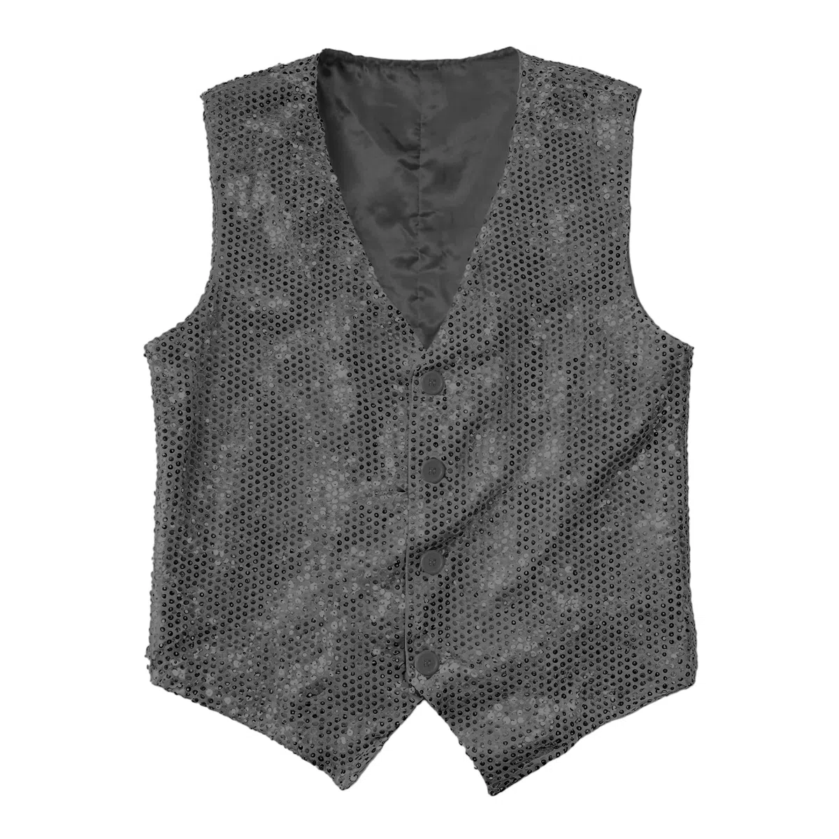 Wildarms Gilet da uomo con paillettes, papillon e vestito da ballo, per smoking, cena, scollo a V, slim fit