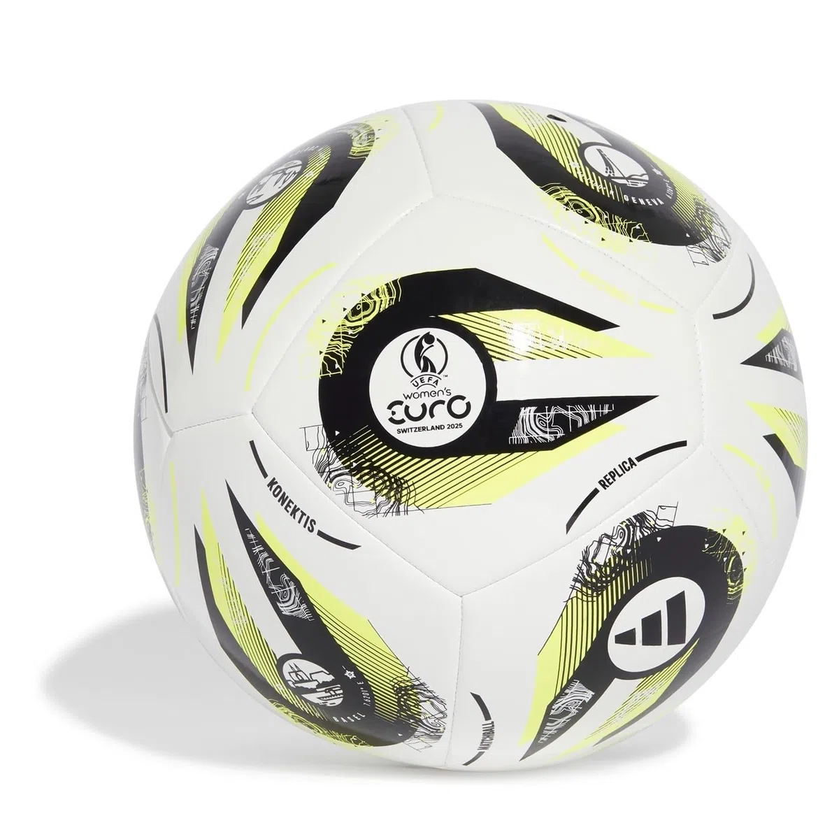 adidas Unisex - Adulto Womens EUROs 2025 Club Football, white/black/lucid lemon, 4