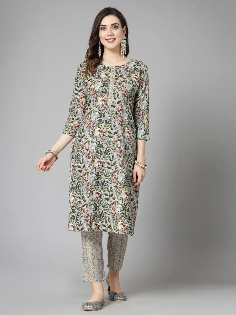 Stylum Dupatta - Set da donna con pantaloni corti dritti in misto cotone, stampa floreale