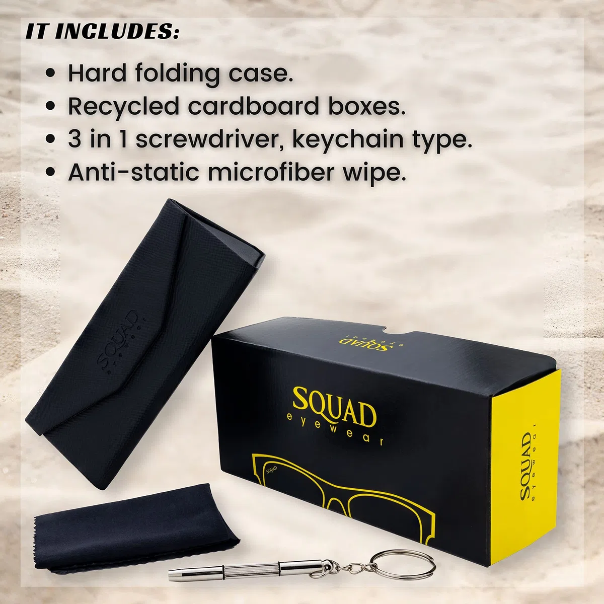 SQUAD Occhiali da sole da Donna Adulti Quadrati Moda Con Custodia Per Occhiali